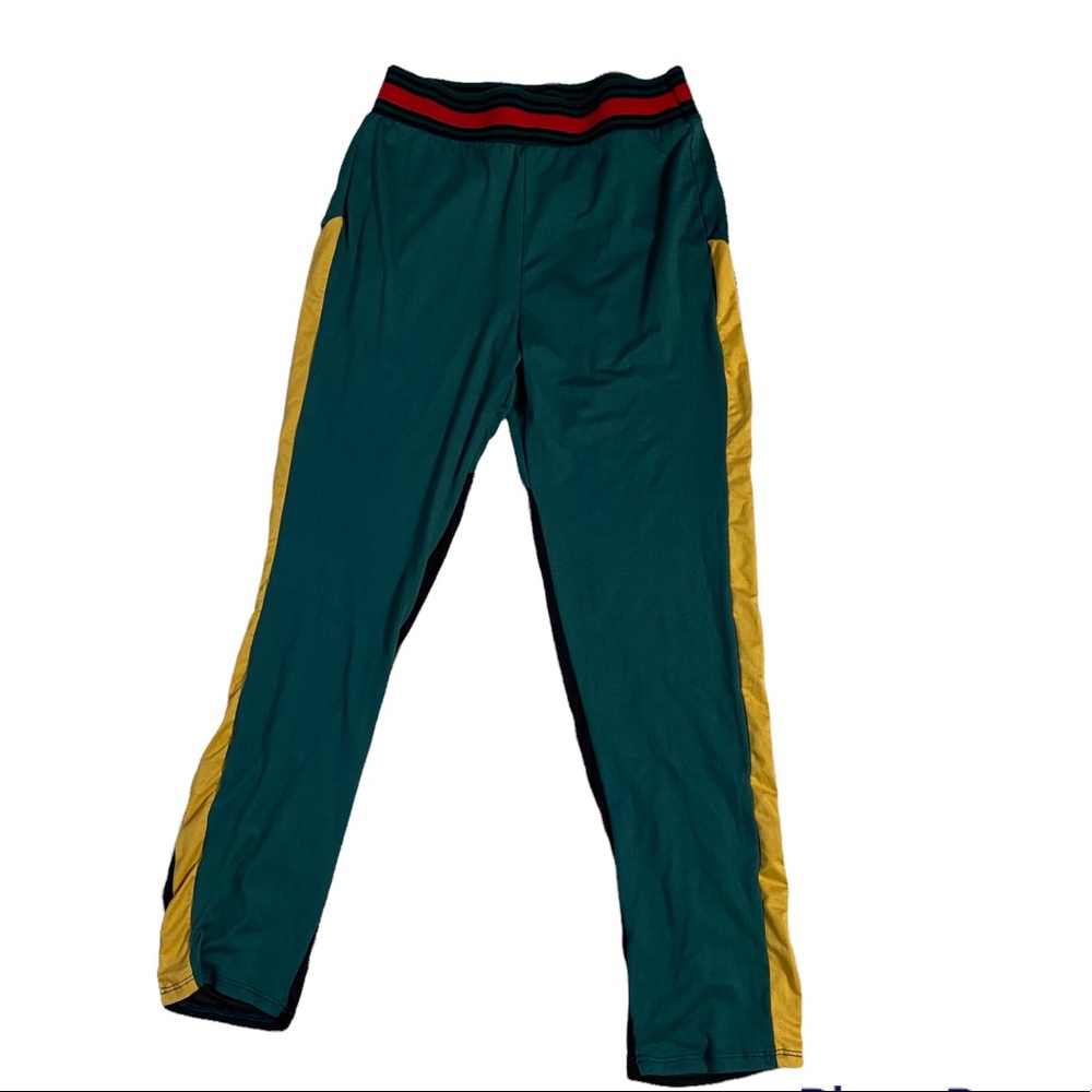 Green red gold black joggers with mesh going down the leg 1xl
